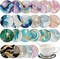 24 Pcs Marble Diamond Art Coasters Painting Coasters Ocean Marble Coasters Diamond Art Coasters Kit DIY Coasters with Cork Base for Outdoor Drinks Adults Kids Beginners DIY Crafts Supplies